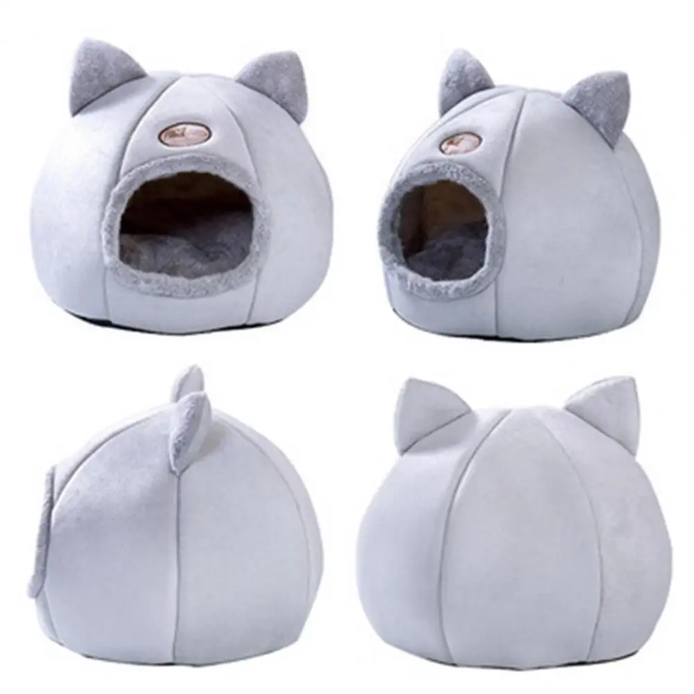 Cat Nest Cat Head Design Non-Slip Fabric Stuffed Kitty Cave Deep Sleep Comfort In Winter Cat Bed Mat Basket Small Dog House Home