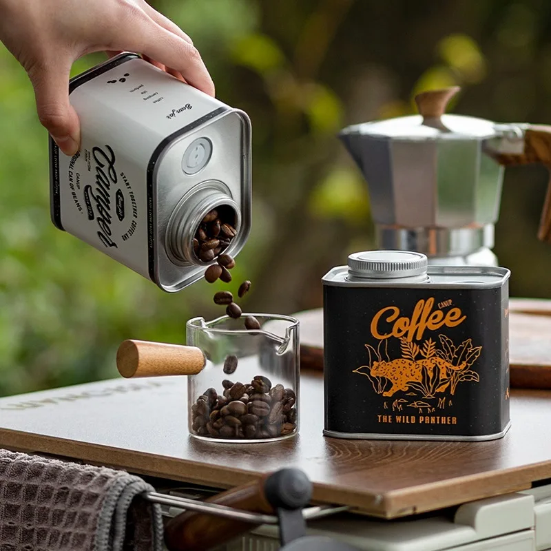 Coffee Bean Airtight Cans Outdoor Camping Tin Box Food-grade Packaging Storage Fresh Breathing Iron Cans