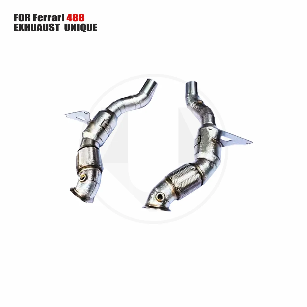 UNIQUE Exhaust Manifold Downpipe for Ferrari F488 3.9T Car Accessories With Catalytic converter Header Without cat pipe