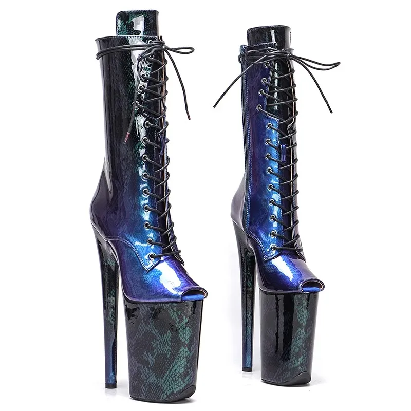 

LAIJIANJINXIA New 23CM/9Inch PU Upper Women's Platform Party High Heels Modern Mid-Calf Boots Pole Dance Shoes 069