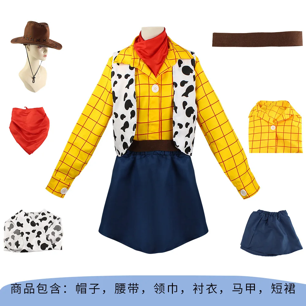 

Halloween Woody Jessie Cosplay Costume Adults Women Toy Story Movie Stage Performance Carnival Party Woody Full Clothes Set ﻿