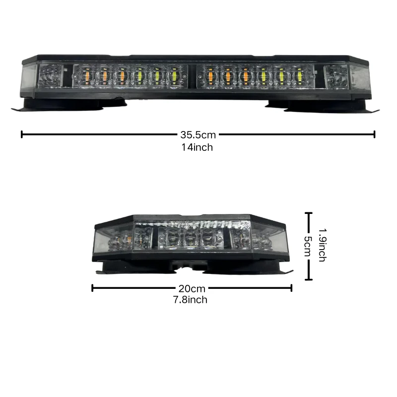 2026 New LED Amber Alert Light Bar Universal Fit for Car Van Bus Rectangular Emergency Vehicle Roof  Beacon Light 12V
