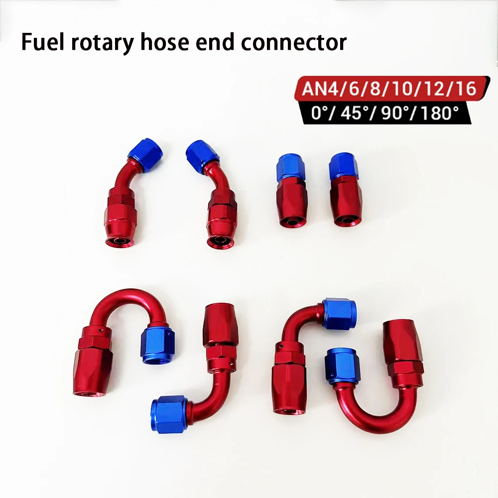 

1Pcs AN4/6/8/10/12/16 Straight 0 45 90 180 Degree Reusable Hose End Fittings Adapter For Swivel PTFE Oil Fuel Line Blue Red