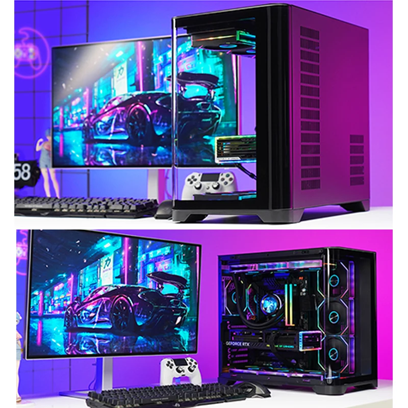 WJCOOLMAN Sky curtain Plus ATX PC gaming case Curved glass sea view room Desktop computer case 360 water cooler gabinete gamer