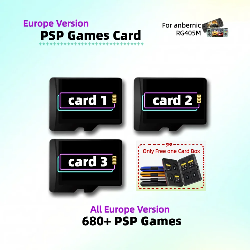 

Европейская версия PSP Games Card Anbernic эмулятор RG405M Вся коллекция коробка ретро ручной 512G 620 + открытая исходная память