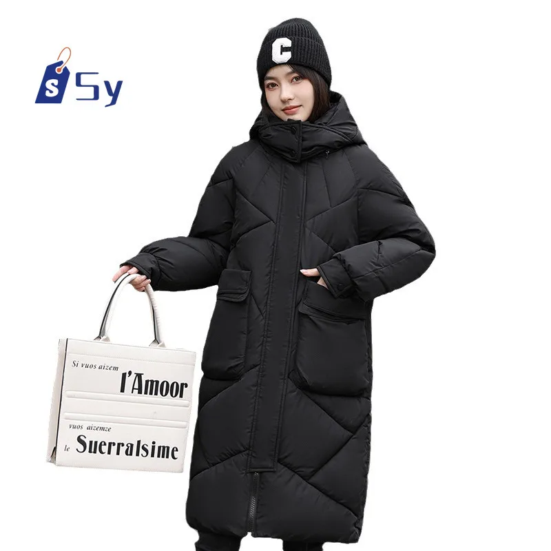 Sy New Winter Women Parka Hooded Jackets Thicken Warm Cotton-padded Puffer Coats Casual Long Parkas Clothes Loose Outerwear