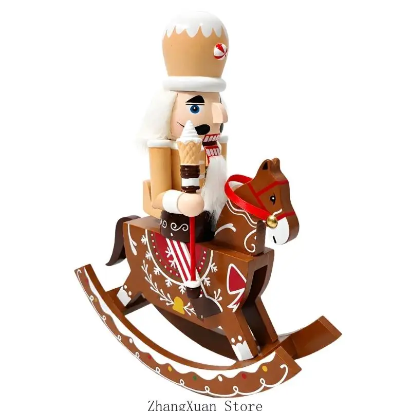 Nussknacker-Statue aus Holz mit Lebkuchen, Schaukelpferd, Weihnachtsgeschenk, 3 x – Detail 2