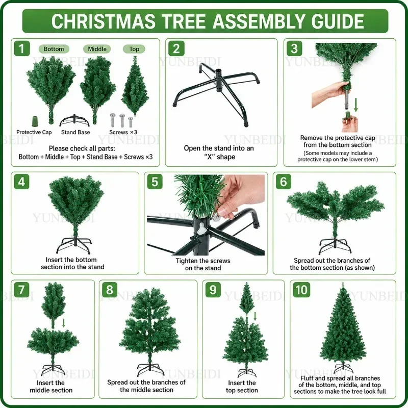 Large Artificial Christmas Tree PVC Encrypted with LED Lights Christmas Tree 120m To 300cm Family Christmas New Yea Party Decor