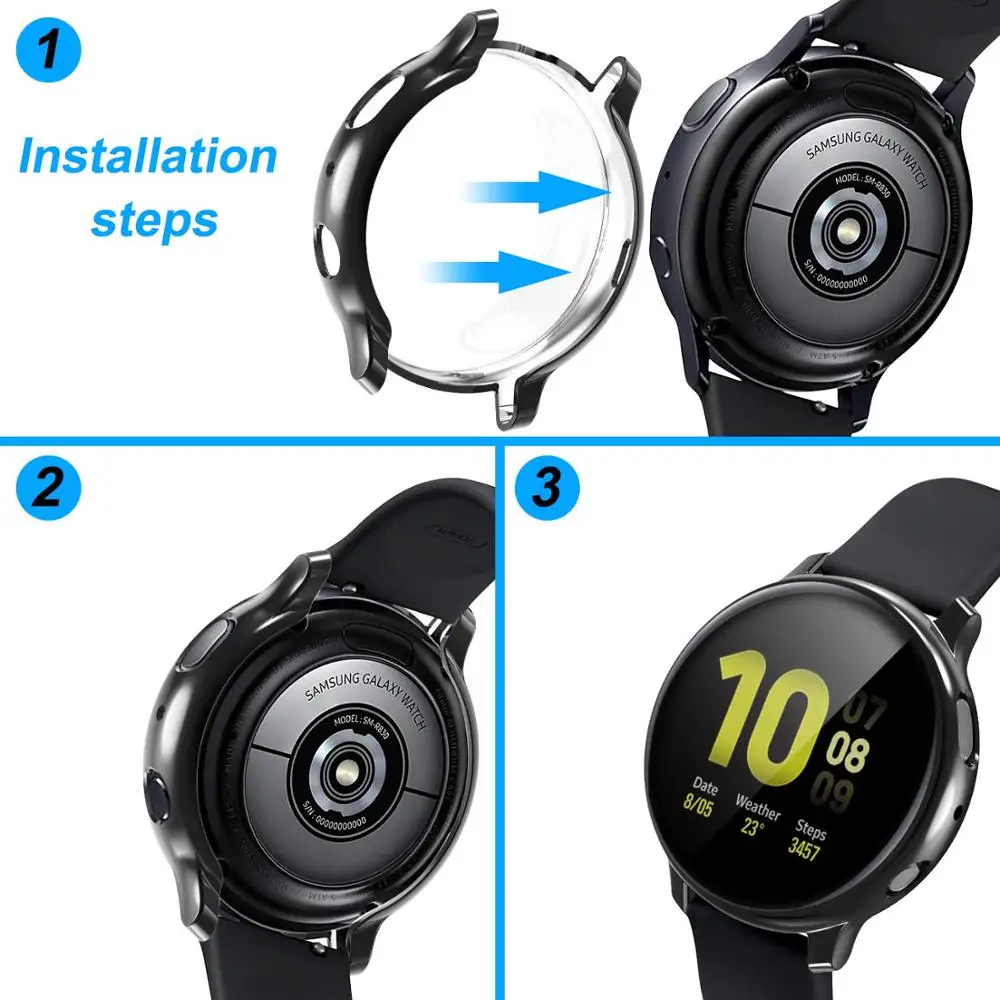 Glass+Case For Samsung Galaxy watch active 2 44mm 40mm All-Around cover bumper+Screen Protector Galaxy watch active2 44mm 40 mm