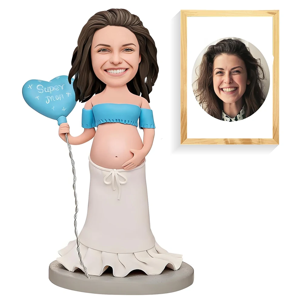 Pregnant Custom Bobble Heads Woman Expectant Mother Bobblehead,Handcrafted Maternity Personalized Gifts for Family, Friends, Mot