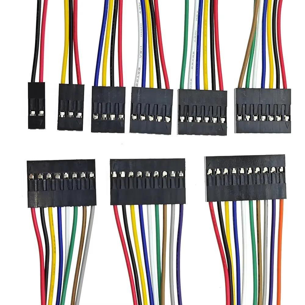 10PCS 2.54mm Dupont Line 2/3/4/5/6/7/8/9/10Pin Female Connector with Wire 10cm 20cm 30cm Single/Double Head Jumper Cable For PCB