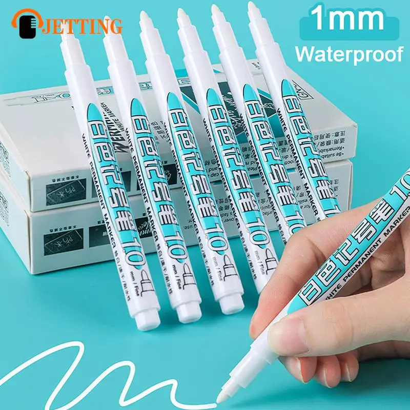 1/3PCS 1mm White Paint Marker Pen Deep Hole Markers Pen Set Waterproof Permanent Oily Pen DIY For Rock Wood Metal Glass Tiles