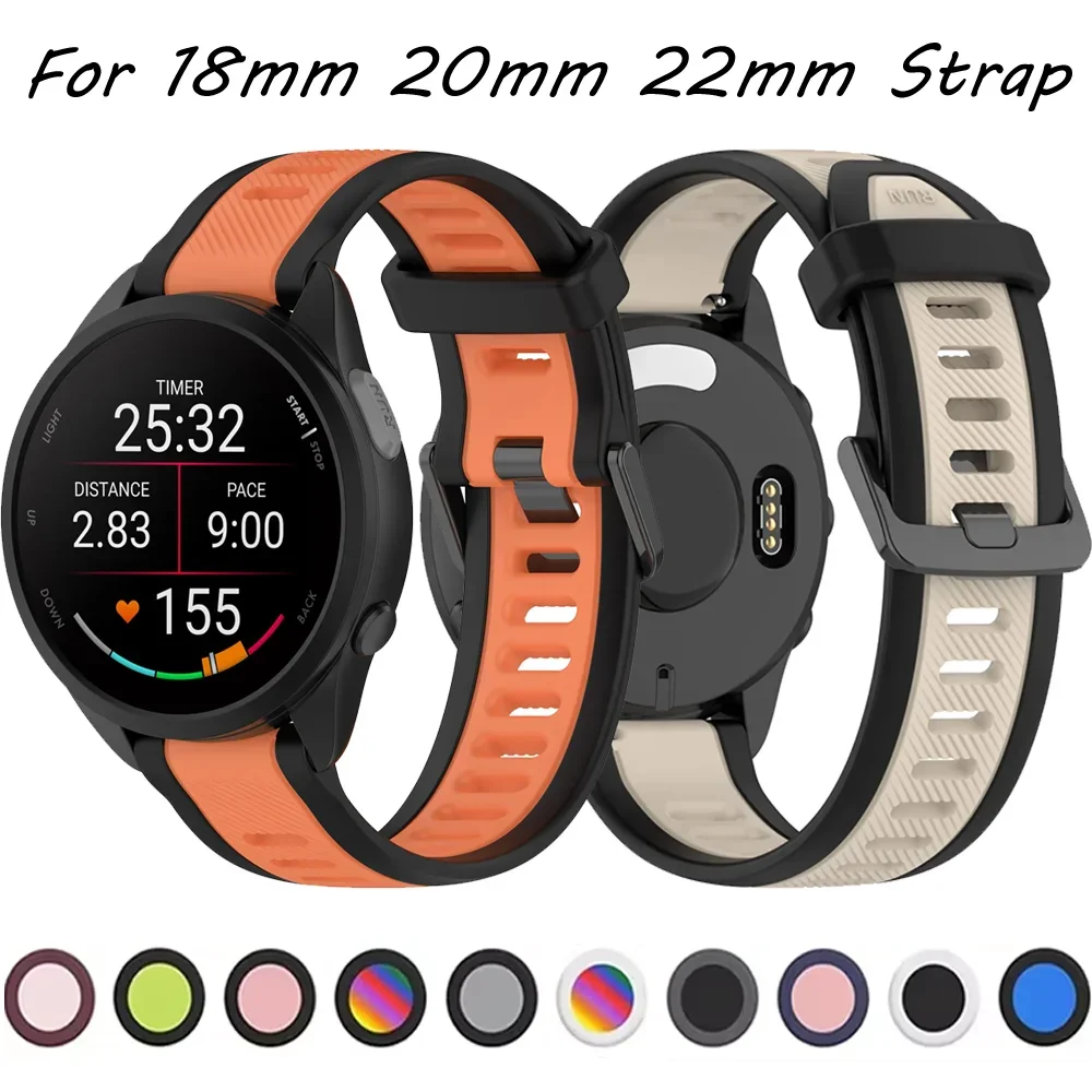 18 مللي متر 20 مللي متر 22 مللي متر حزام ل Garmin Forerunner 165 265 255 Vivoactive 3 4 5 Venu 2 Plus SQ 3 3S سيليكون حزام الساعات سوار كوريا