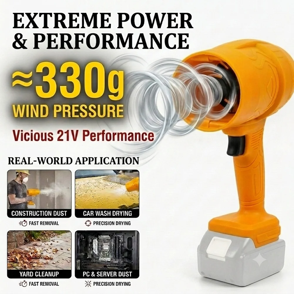 For Outdoor Cleaning Cordless Leaf Blower Handheld Blower Tool 70mm Large Duct 330g Wind Pressure High-Speed Operation