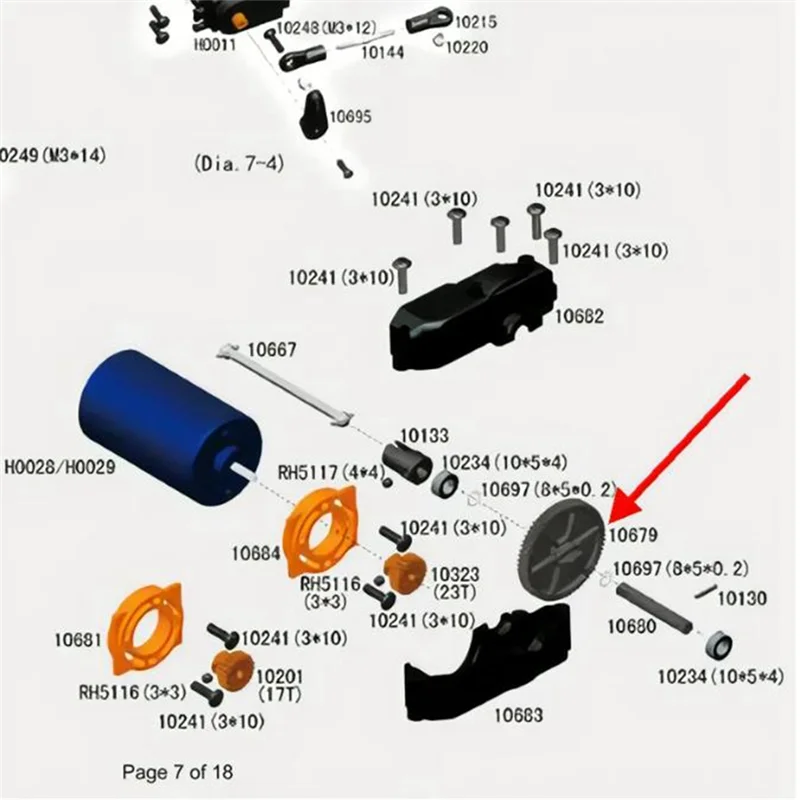 10995 والعتاد الرئيسي 62T لـ VRX RACING RH1045/RH1045SC Rc نموذج سيارة ترقية أجزاء لعب للأطفال والكبار.