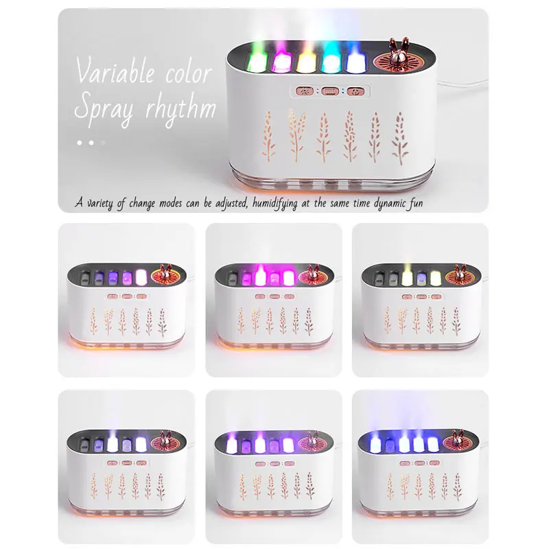 Home mute air humidifier Bedroom five hole spray aromatherapy Creative dynamic colorful voice control