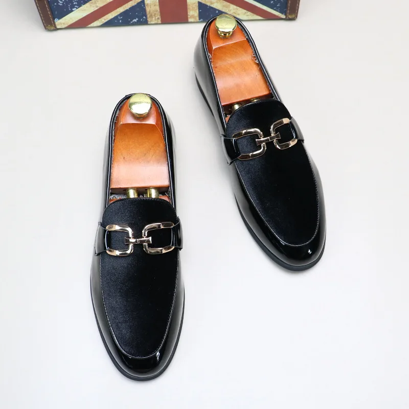 Fashion Man's Leather Shoes Party Wedding Loafers Metal Button Moccasins Men Slip-on Comfortable Driving Popular Club Flats - Image 3