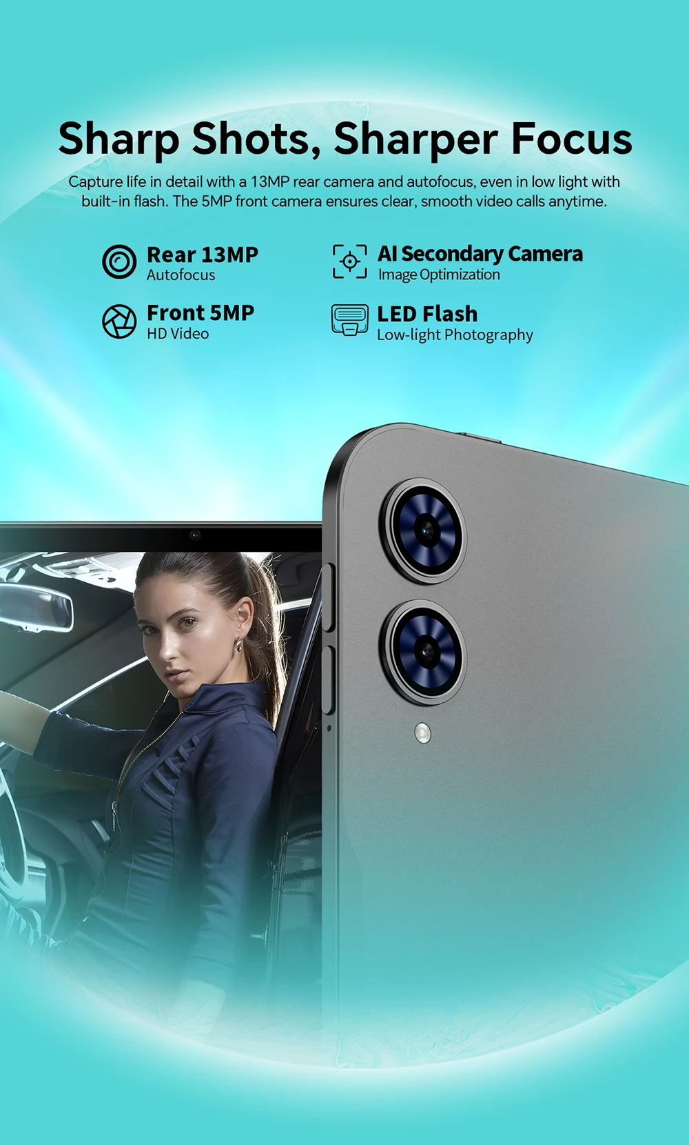 Odea A13 Tablets PC 13.4 inch 8GB RAM(+12GB Virtual) 128GB ROM FHD 8000mAh Unisoc T7280 Octa-Core Android 15 4G LTE