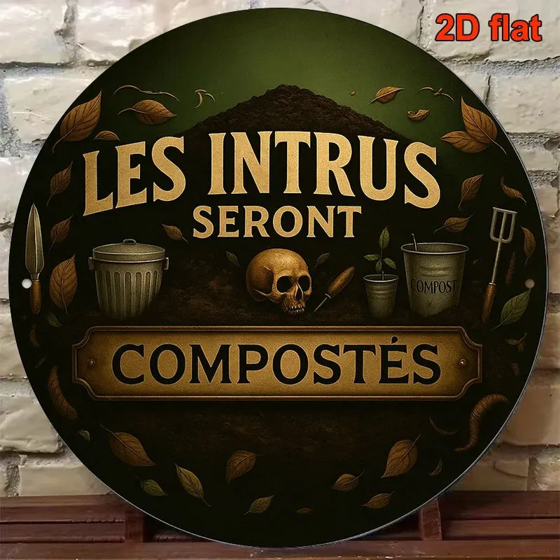 2D Flat - 1pc 8*8In/20X20Cm 2D Flat Round Aluminum Sign, Vintage Decorative Plaque about 