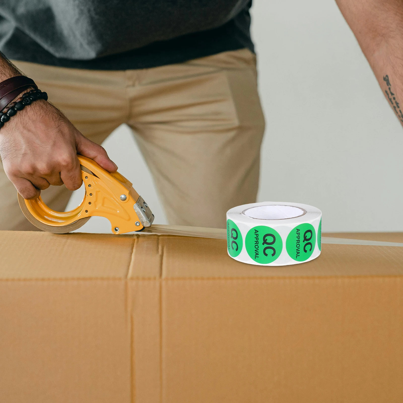 

1 Roll Quality Control Stickers Black Text Round Qc Labels Product Inspection Easy Apply Warehouse Supplies Inventory Management