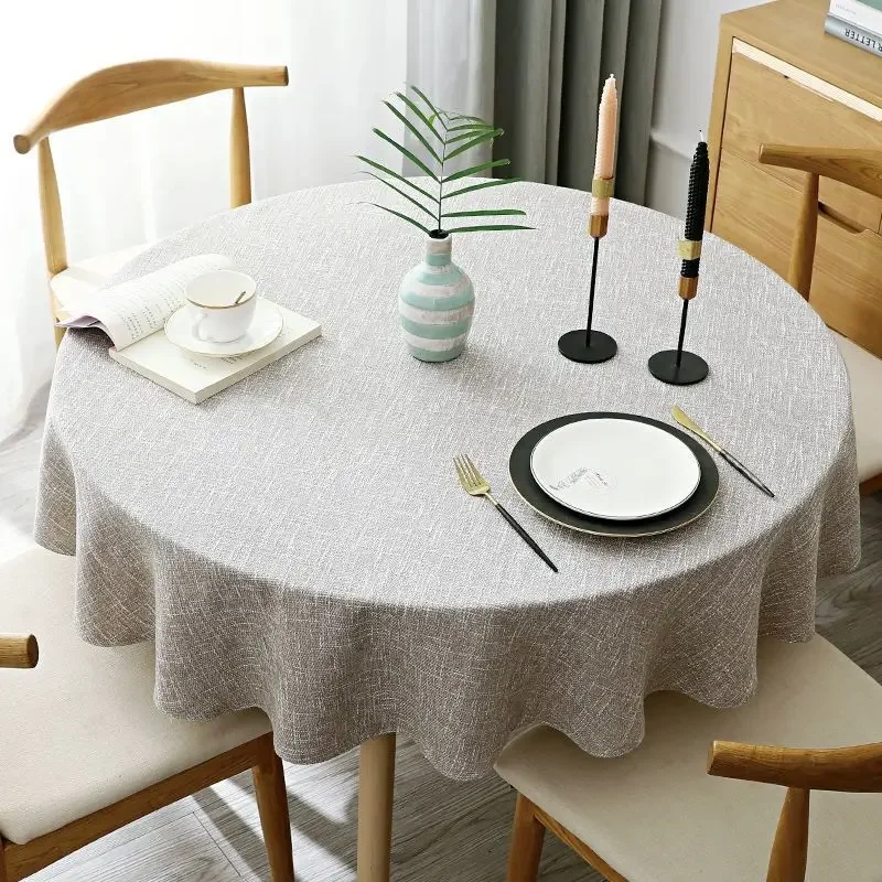 

Plain Cotton and Linen Round Tablecloth Solid Color Table Cover For Table Cloth Dining Tea Home Obrus Tafelkleed mantel de mesa