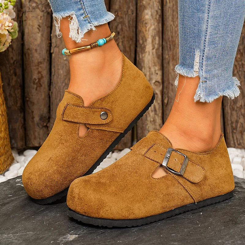 

Винтажные женские туфли Birkenstock на плоской подошве, весенние, больших размеров (до 44), повседневные слипоны, нескользящие лоферы с круглым носком для женщин