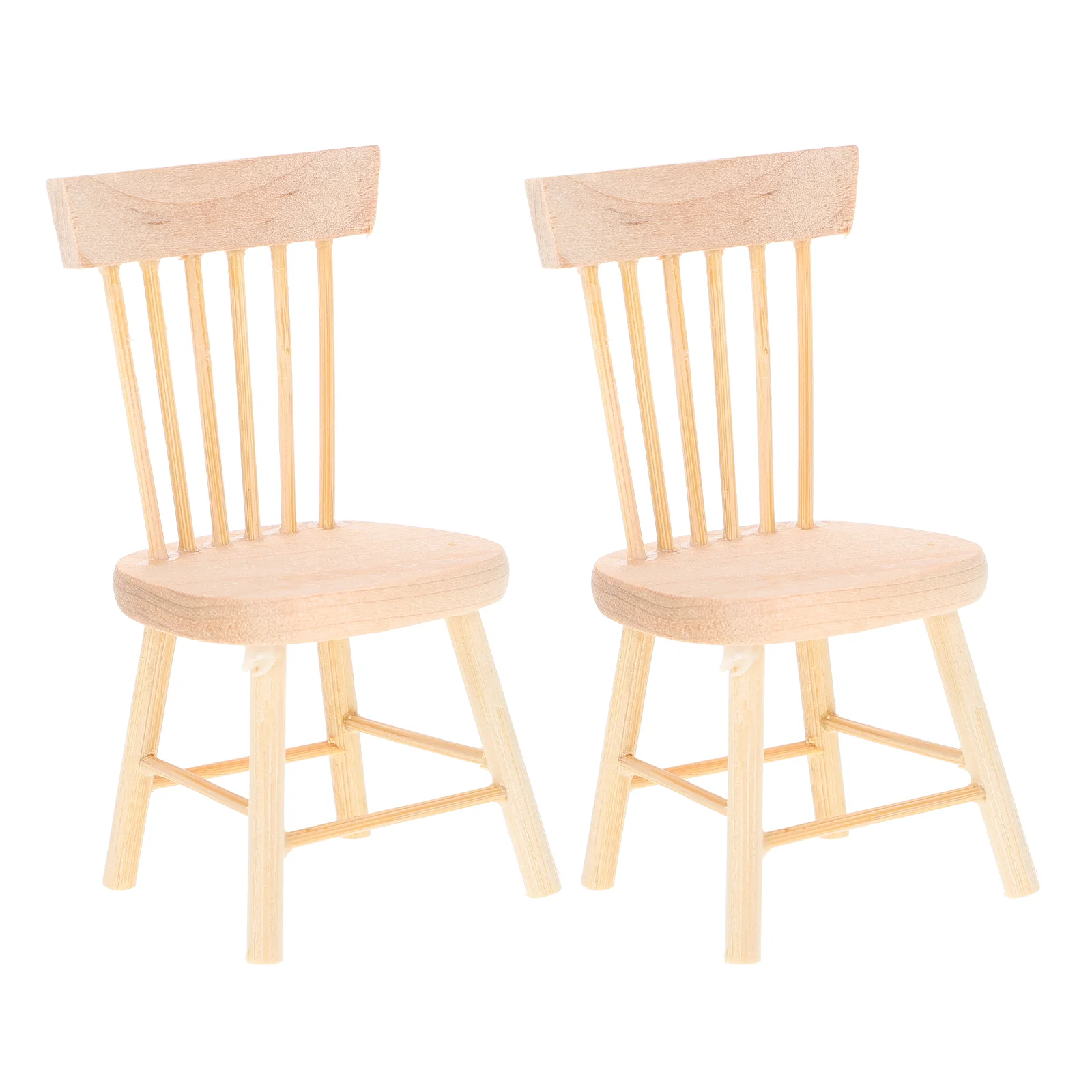 2 Pcs Dollhouse Chair Photograph Props Wood Back-rest Furniture DIY Painting Accessories Supplies Toy Tiny Wooden Model