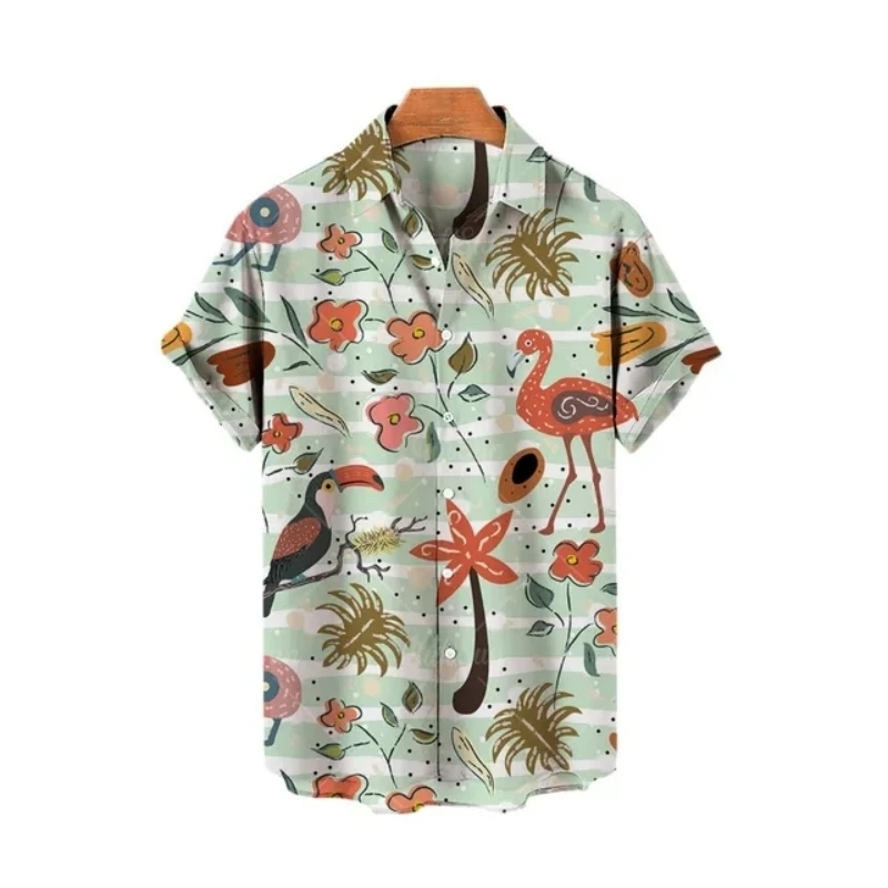 Vintage Animal Shark Hawaiian Lapel Shirts For Men 3D Print Short Sleeve Casual Holiday Summer Male Tops Beach Fashion Clothing