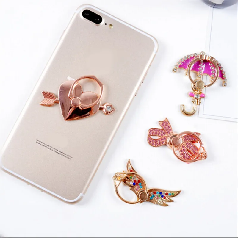 Mobiele telefoon standaard houder metalen kroon pauw voor iPhone Xiaomi Huawei ring alle telefoon vinger ring mobiele telefoon standaard diamant