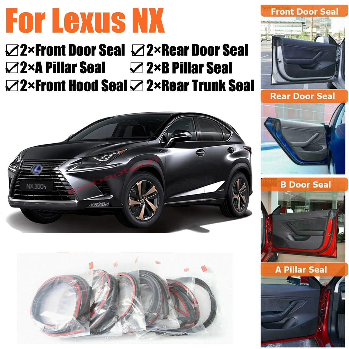 Merek Baru Pintu Mobil Segel Kit Kedap Suara Karet Cuaca Draft Segel Strip Angin Kebisingan Pengurangan Cocok untuk Lexus NX