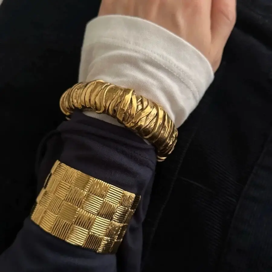 

Brass Chunky Twist Ring Bangles Women Jewelry Punk Designer Club Cocktail Party Boho Japan Korean