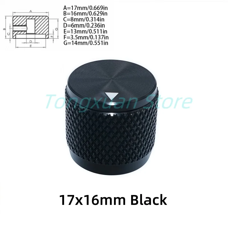 1pc 17x16mm Aluminum Alloy Potentiometer Control Caps 17*16mm Volume Audio Electric Guitar Bass Screw Type 6mm Inner Hole