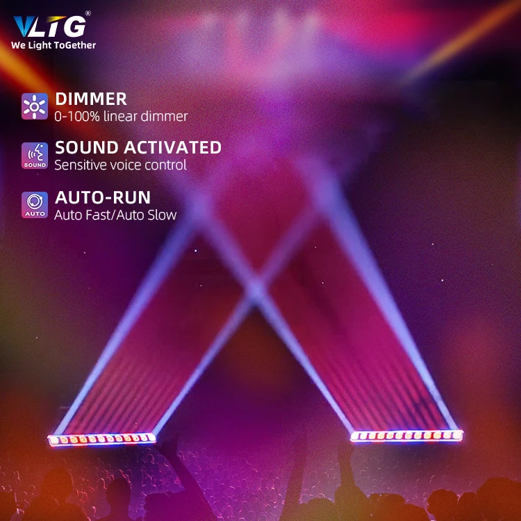 VLTG 12*60W Beam Moving Bar Light 16Bit Smooth Rotation 1-25Hz Strobe Master/Slave Sound-Active Mode