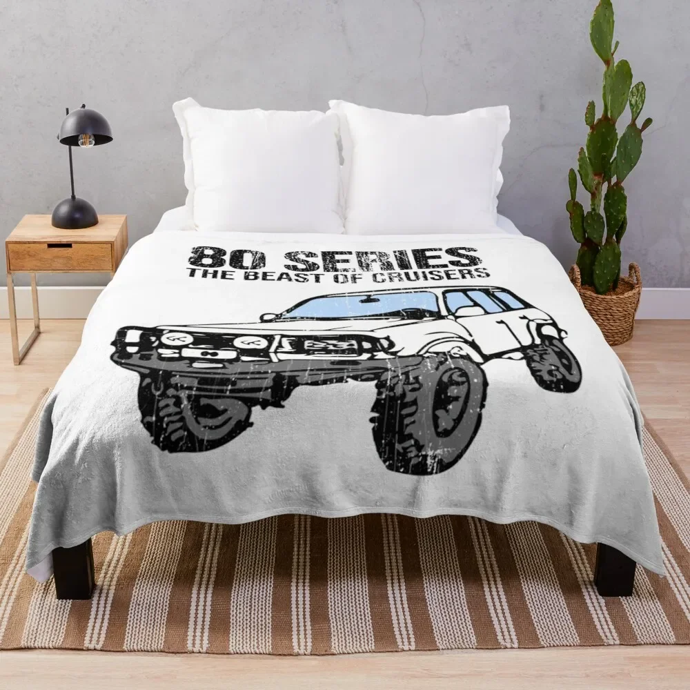 80 series the beast of landcruisers Throw Blanket Plaid on the sofa Plush Decorative Beds Hairys Blankets