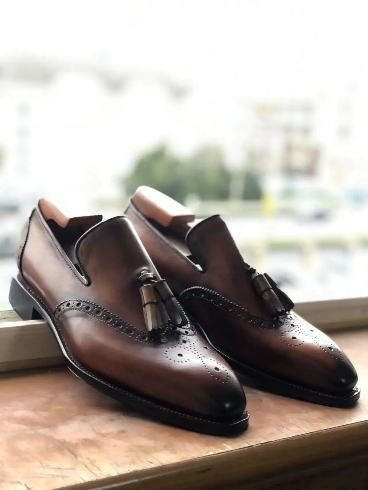 

Cie ML04 Tassel Loafer Patina Brown Brogue Men Dress Leather Outsole Breathable Shoe Goodyear Welted Custom Color & Size