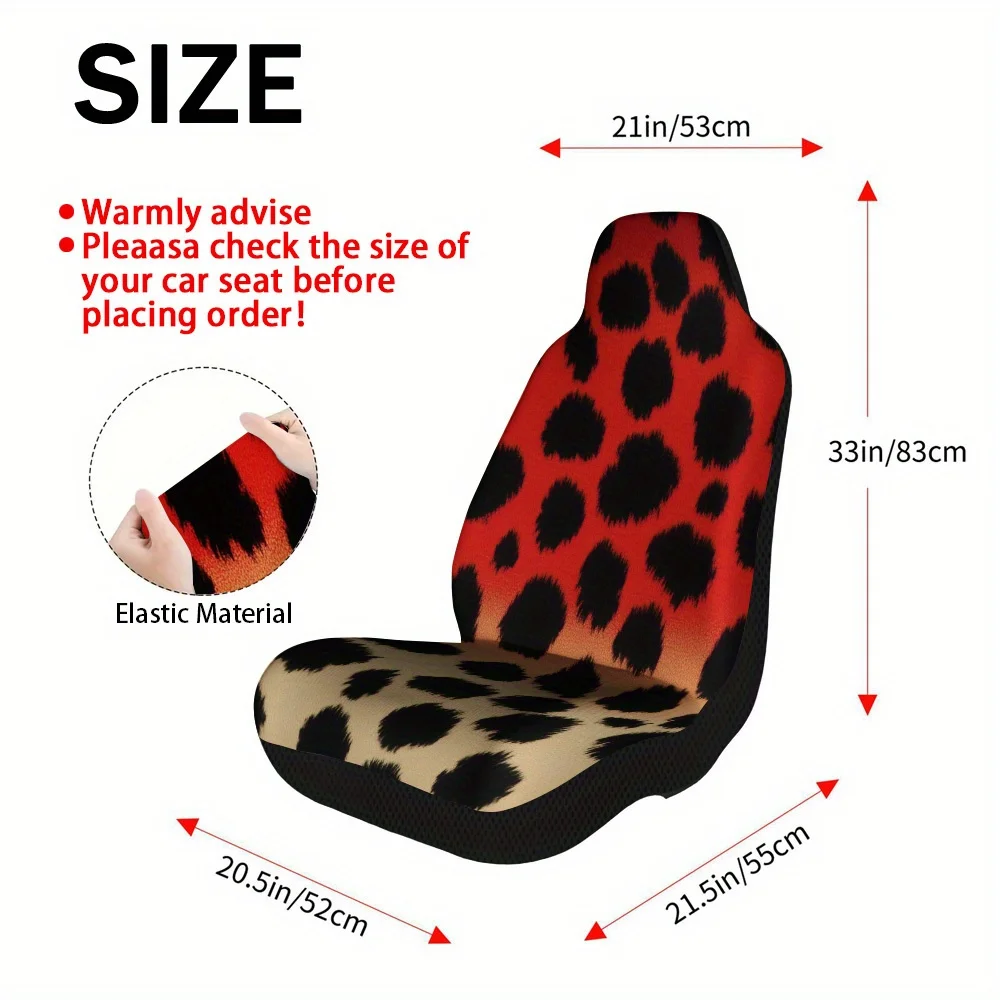 2pcs Fiery Leopard Print Car Seat Cover Set – Full Set Of High-Quality, Durable Front Seat Protectors, Universal Fit For Most Ca