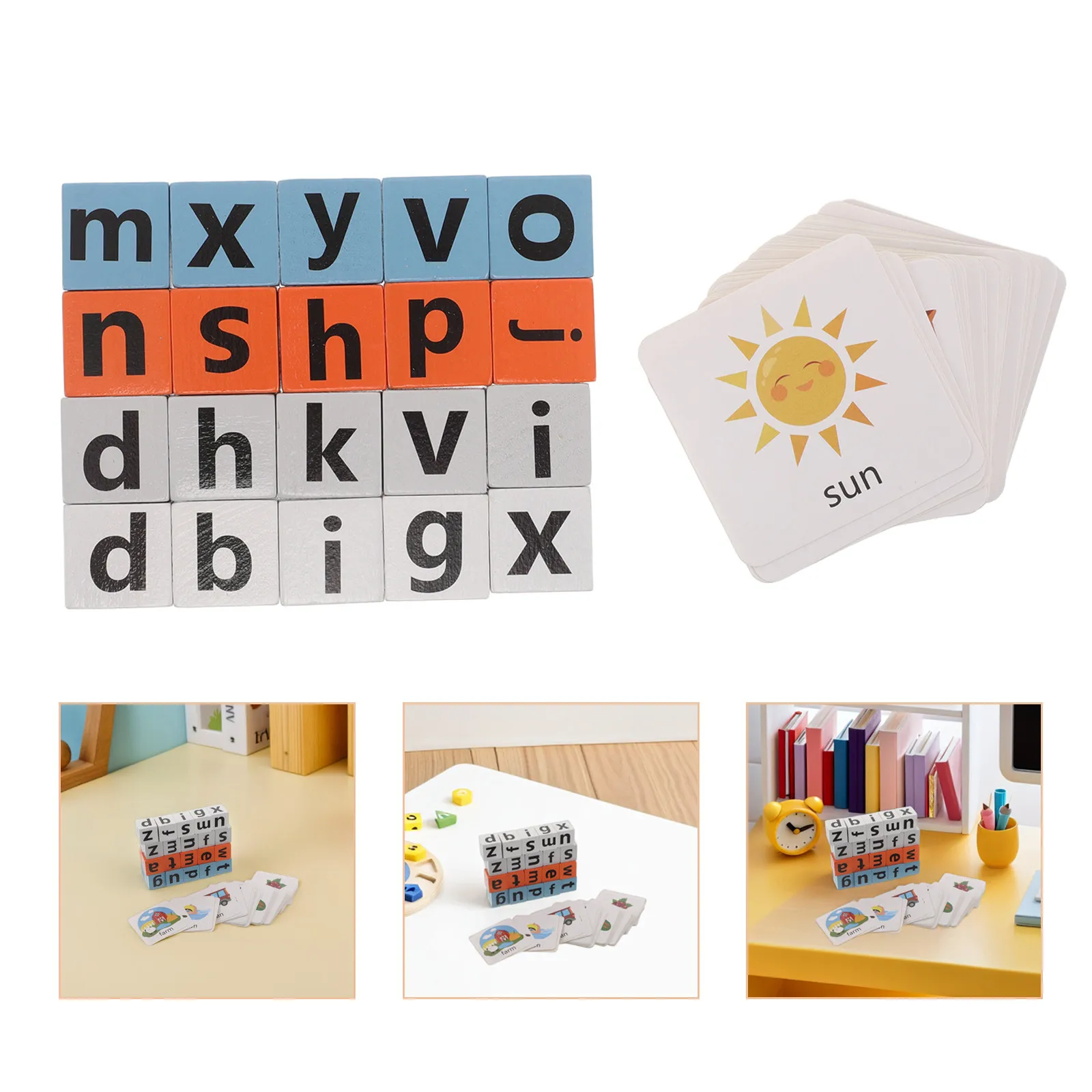 

Набор деревянных буквенных блоков для игры в составление слов, Монтессори, раннее обучение, алфавит, головоломка, сопоставление букв, развивающие карточки