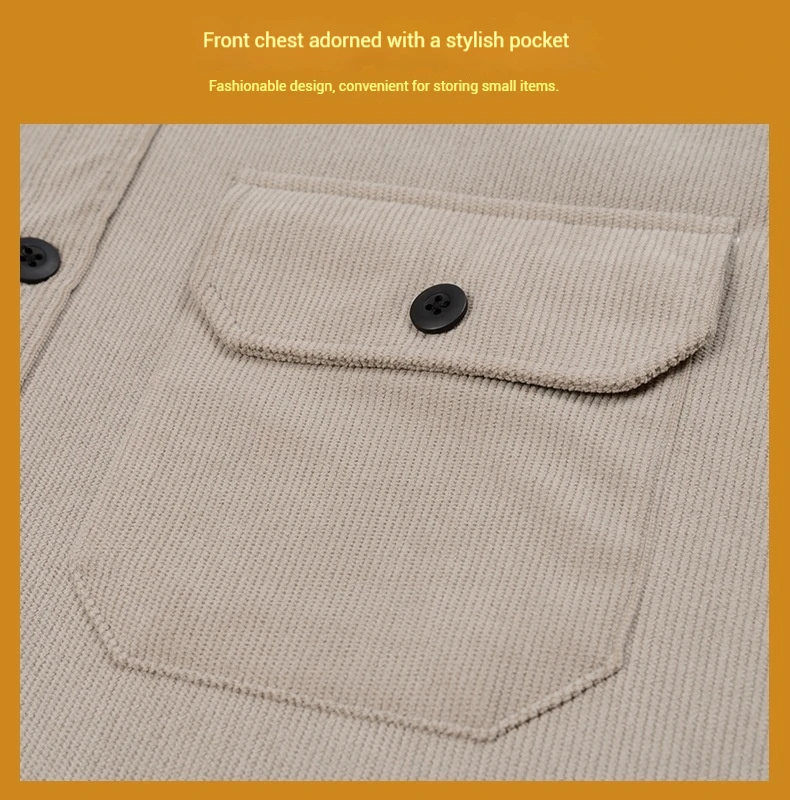 Heavy Chunky High Pit Chunky Strip Vintage Cord Langarmshirt Herren Herbst Winter Baumwolle Cargo Shirt Jacke – Detail 12