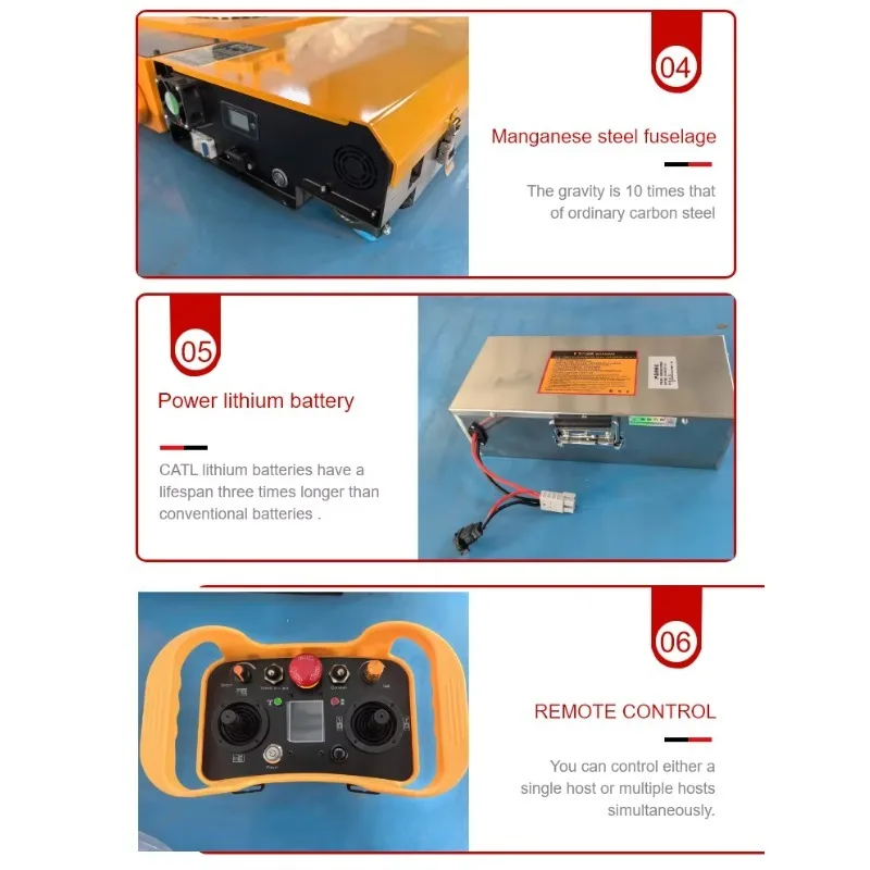 Electric Steel Four-Wheel Tank Transporter 20T-60T Heavy Duty Floor Carrier 48V Wireless Remote Control OEM CE UN38.3 for