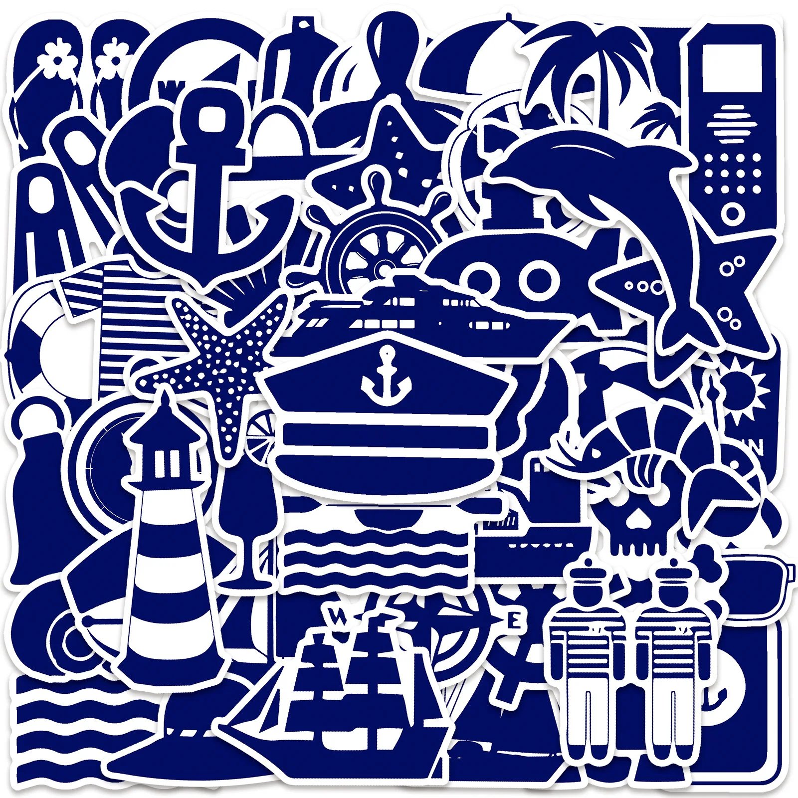 10/50 قطعة الأزرق البحرية نمط الكرتون ملصقات الإبداع الكتابة على الجدران الديكور DIY بها بنفسك اللعب الثلاجة المحمول الغيتار الدراجة سكيت الشارات #1