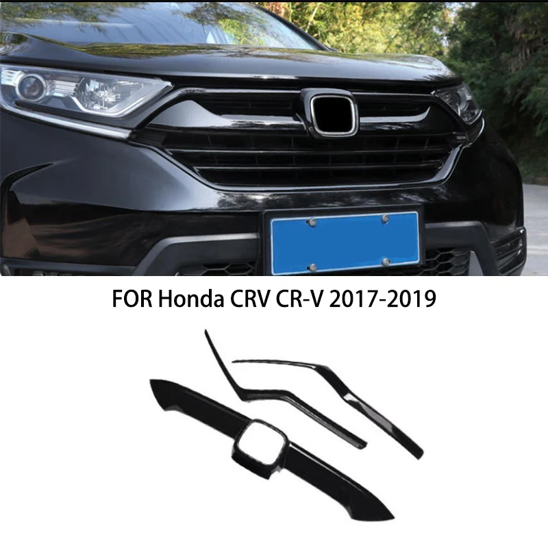 

FIT FOR Honda CRV CR-V 2017-2019 ABS black Carbon fiber Cover TrimSand barrier strip Grille engine hood decoration molding
