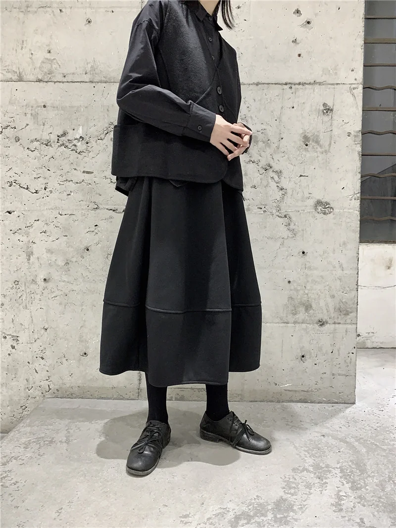 UMI MAO Yamamoto Dark Loose Half Skirt Pod Dress Skirts Femme Japanese Women Men Women Y2K Fashion Pastel Goth Clothes