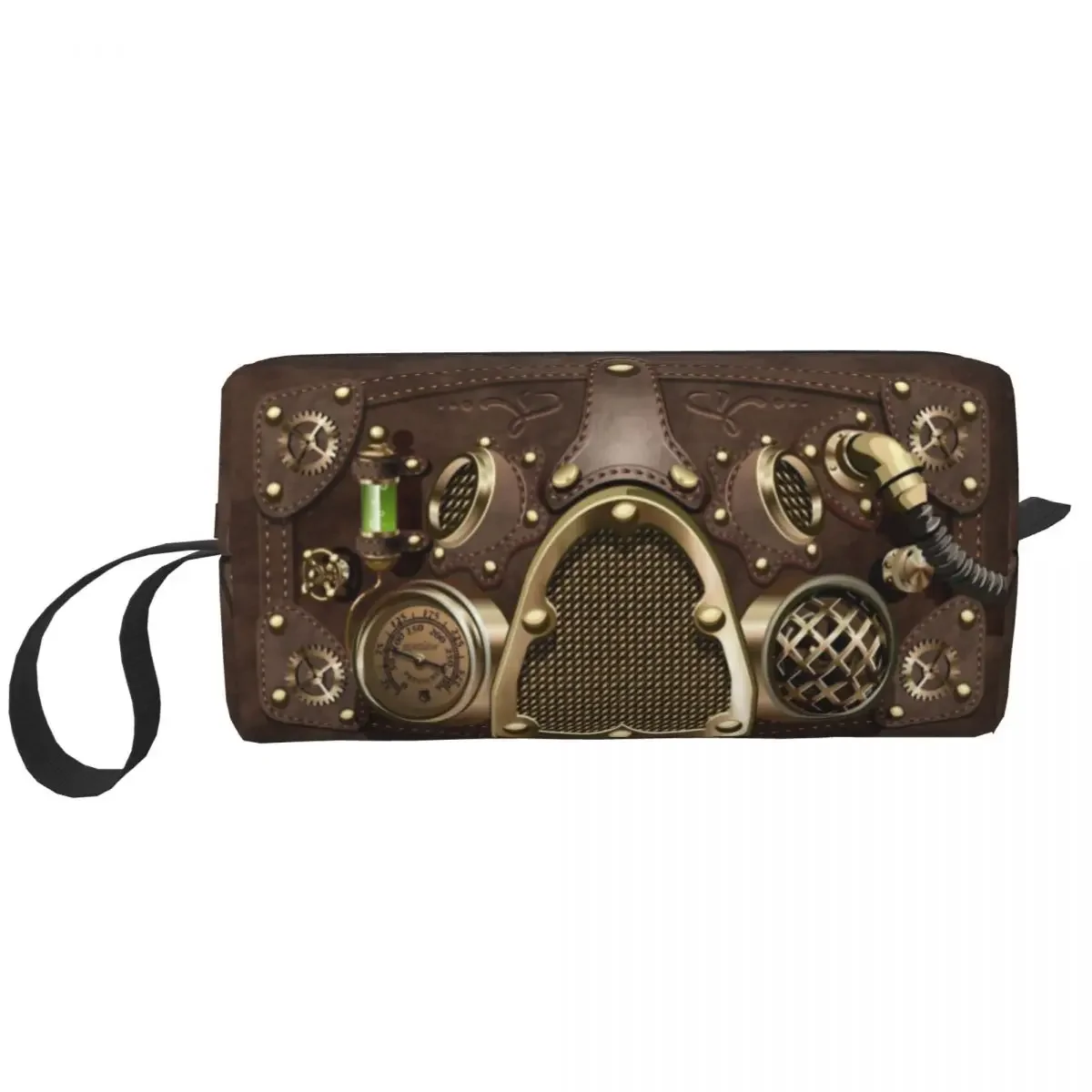 Steampunk Leather Toiletry Bag Women Pilot Air Fighter Helmet Cosmetic Makeup Organizer Ladies Beauty Storage Dopp Kit Box