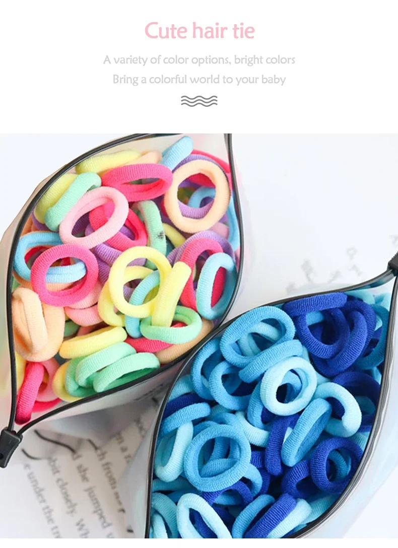 100 teile/satz Kinder Elastische Haarbänder Mädchen Gummiband Für Kinder Süßigkeiten Scrunchie Haar Krawatten Clip Stirnband Baby Haar Zubehör – Detail 7