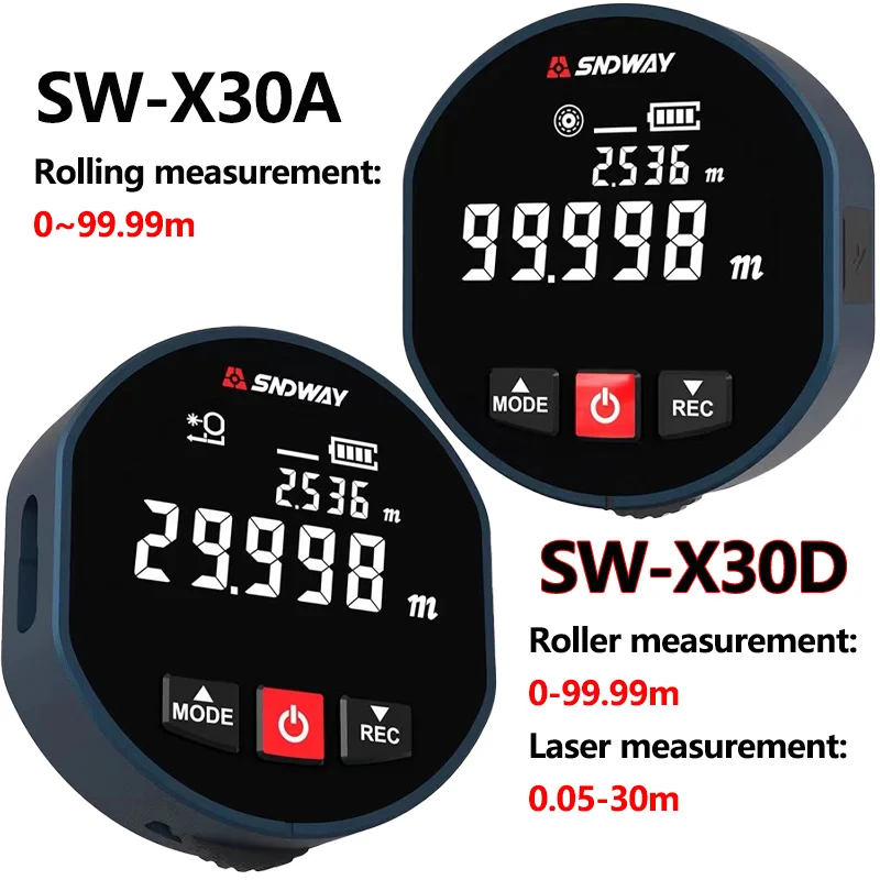 Roller Laser Distance Meter SW-X30A SW-X30D Laser/Roll Dual Mode Electronic Ruler Laser Tape Measure Range Finder Home Tools