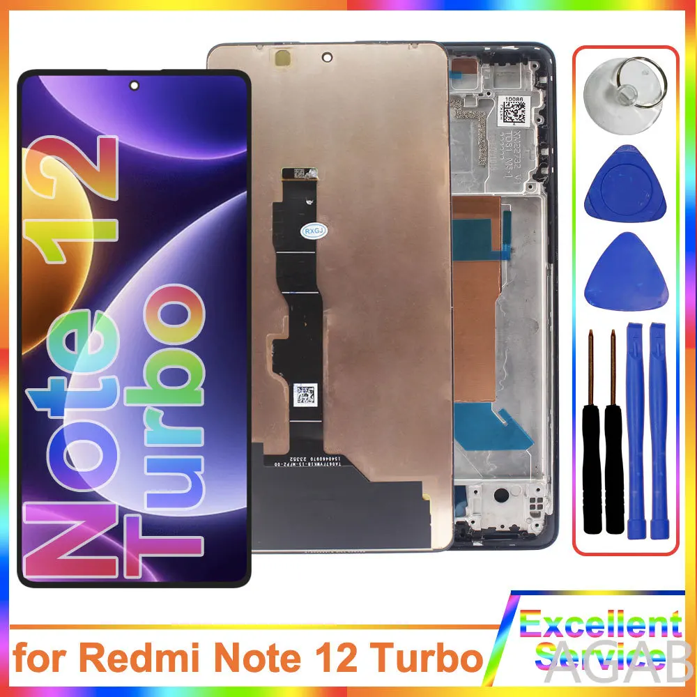 Super AMOLED LCD for Redmi Note 12 Turbo LCD Touch Screen Digitizer Included for Redmi Note 12 Turbo 23049RAD8C LCD WIth Frame
