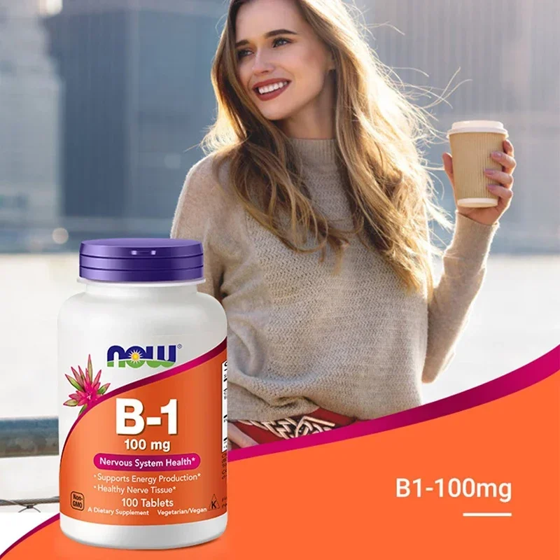 1 Fles 100 Mg Vitamine B1 Tabletten, Gezonde Spijsvertering Van Het Zenuwstelsel En Voetenverfrissend Voedingssupplement.