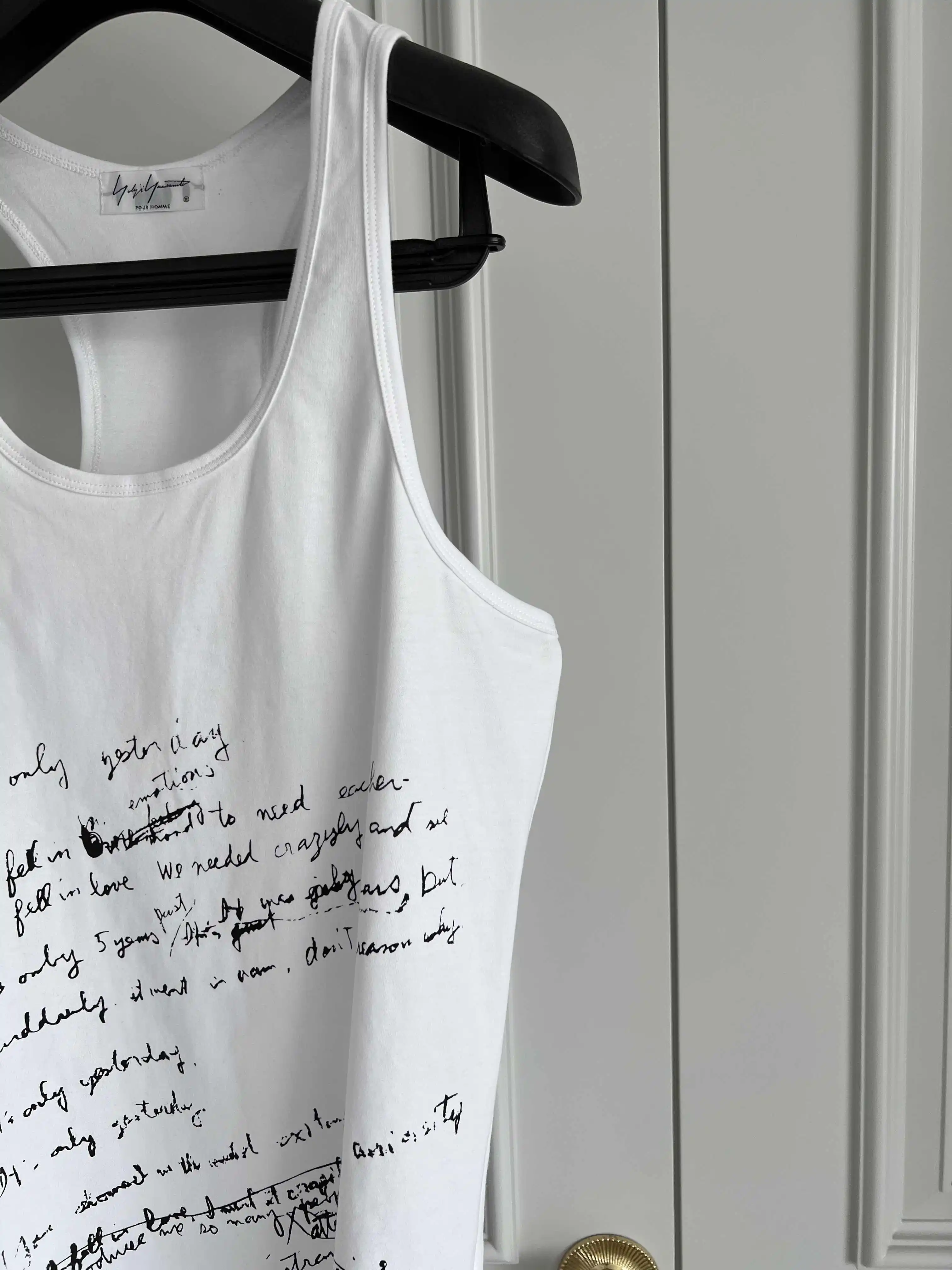 TOP-YAMAMOTO original design pure cotton lyric vest, white horse cotton undershirt, breathable base layer