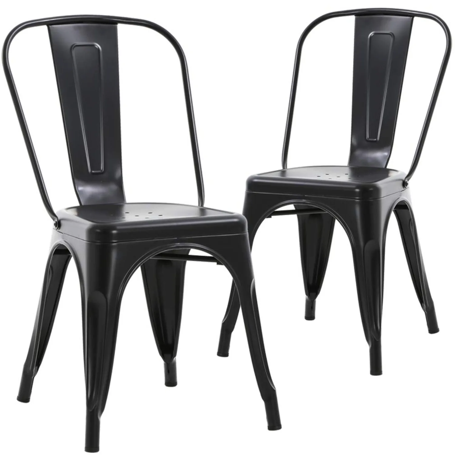 Metal Chairs Outdoor Indoor Dining Chairs Side Stackable Chic Restaurant Bistro Cafe Tolix Chairs with Back