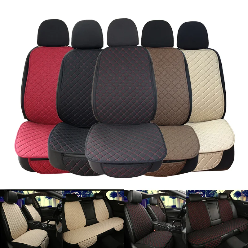 Large Flax Car Seat Cover Protector Linen Front Rear Back Cushion Protection Pad Mat Backrest for Auto Interior Truck Suv Van